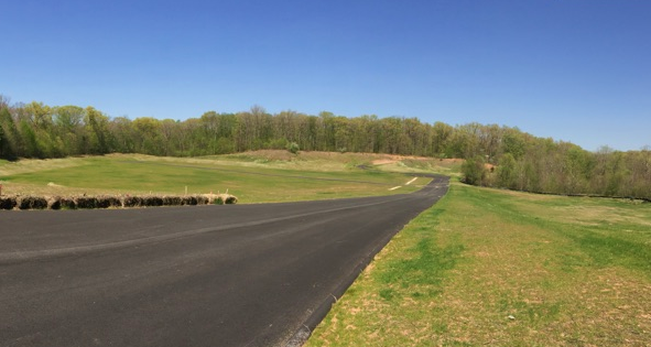 Paved path through the cemetery grounds